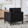 Lyngins Textured Boucle Accent Chair, Modern Farmhouse Square Armchair with Natural Wood Legs, Single Sofa Chair with 2 Pillows for Living Room - 4 of 4
