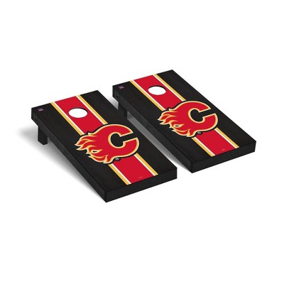 NHL Calgary Flames Premium Cornhole Board Onyx Stripe Version