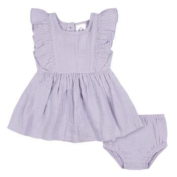 Gerber Baby and Toddler Girls' Gauze Dress & Diaper Cover Set - 2-Piece