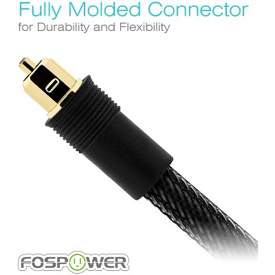 25ft Black Optical Fiber Audio Cable with Gold-Plated Connectors