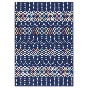 Washable Farmhouse Living Room Rugs, Soft Non Slip Geometric Stripped Lines Print Bedroom Carpet, Low Pile Large Floor Rugs for Office - 1 of 4