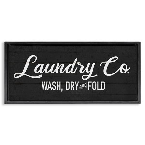 Stupell Industries Rustic Laundry Co Sign Floating Frame Canvas Art, Black, 25" x 11" - 1 of 4