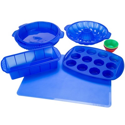 Hastings Home Silicone Bakeware Set - Blue, 18 Pieces
