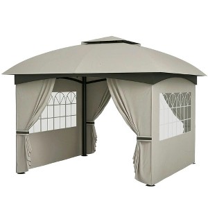 Resenkos Outdoor Garden Gazebo, Sunshade Gazebo Canopy,11' x 11' Outdoor Gazebo with Curtains, Church Windows, Light - 1 of 4
