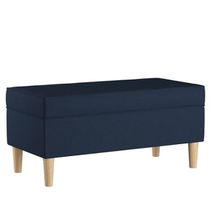 Jaxson Storage Bench Linen Navy Furniture - Skyline Furniture, Adult Unisex, Linen Blue