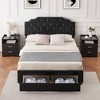 Full/Quuen  Bed Frame with 2 Drawers, Upholstered Leather Headboard and Footboard - 3 of 4