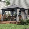 Outsunny Outdoor Patio Gazebo Canopy with 2-Tier Polyester Roof, Mesh Netting - 2 of 4