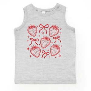 The Juniper Shop Coquette Strawberry Chart Toddler Tank - 5/6T - Heather Grey - 1 of 4