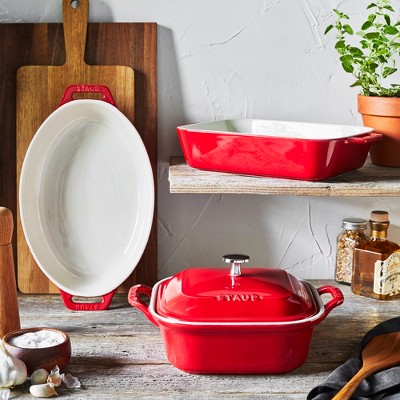 Cherry Red Ceramic 4-Piece Baking Dish Set