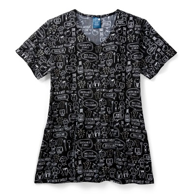 Zoe and Chloe Zoe+Chloe Performance V-Neck Print Scrub Top
