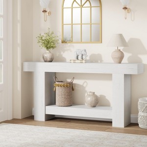 63" Console Table, 2-Tier Farmhouse Narrow Entryway Table , Sofa Table, Console Tables for Entryway - 1 of 4