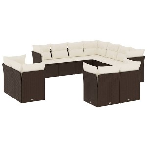 vidaXL Garden Sofa Set Brown PE rattan Medium to Large Modular - 1 of 4