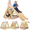 2 in 1 Wooden Climbing Toys, Kids Indoor Gym Playset,3-Sided Wooden Triangle Climber with Climbing Net,Sliding Ramp - 2 of 4