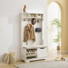 Hyleory Bench and Shoe Storage, Entryway Bench with Coat Rack, Modern Farm House Barn Door with Storage Bench and Hooks for Hallway, Living Room - 4 of 4