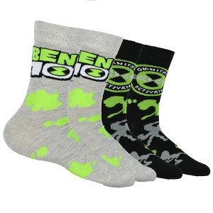 Ben 10 Socks Goop and Omnitrix Designs Adult Mid-Calf Crew Socks 2 Pairs Multicolored - 1 of 4