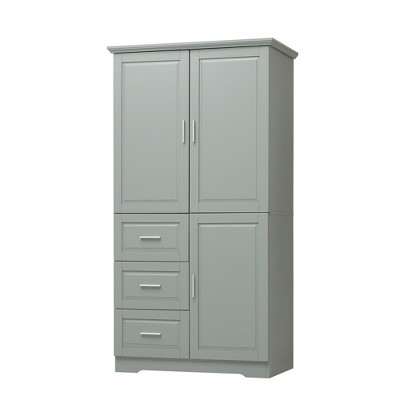 OUTSUPPLY Tall & Wide Storage Cabinet with 3 Drawers, Adjustable Shelves, Multi-Room Use for Bathroom, Office & Kitchen