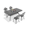 5-Piece Patio Set: Rectangle Table & 4 Chairs - Cast Aluminum, All-Weather/Umbrella Hole & Adjustable Legs for Balcony/Backyard - 3 of 4