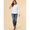 Allegra K Women's Classic Long Sleeve Loose Fit Button Up Denim Shirt - 3 of 4