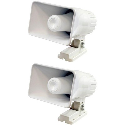 Pyle PHSP4 6" 50W Indoor/Outdoor Waterproof Home PA Horn Speaker, White, 2 pack