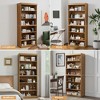62" Black Wood Grain Doorless Decorative Storage Cabinet Bookcase - 2 of 4