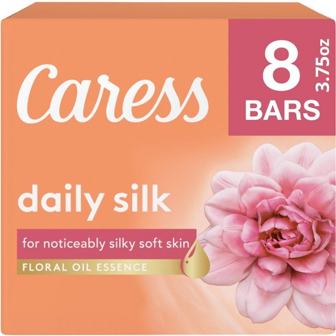 Caress Daily Silk White Peach & Orange Blossom Scent Bar Soap - 8pk -  3.75oz each