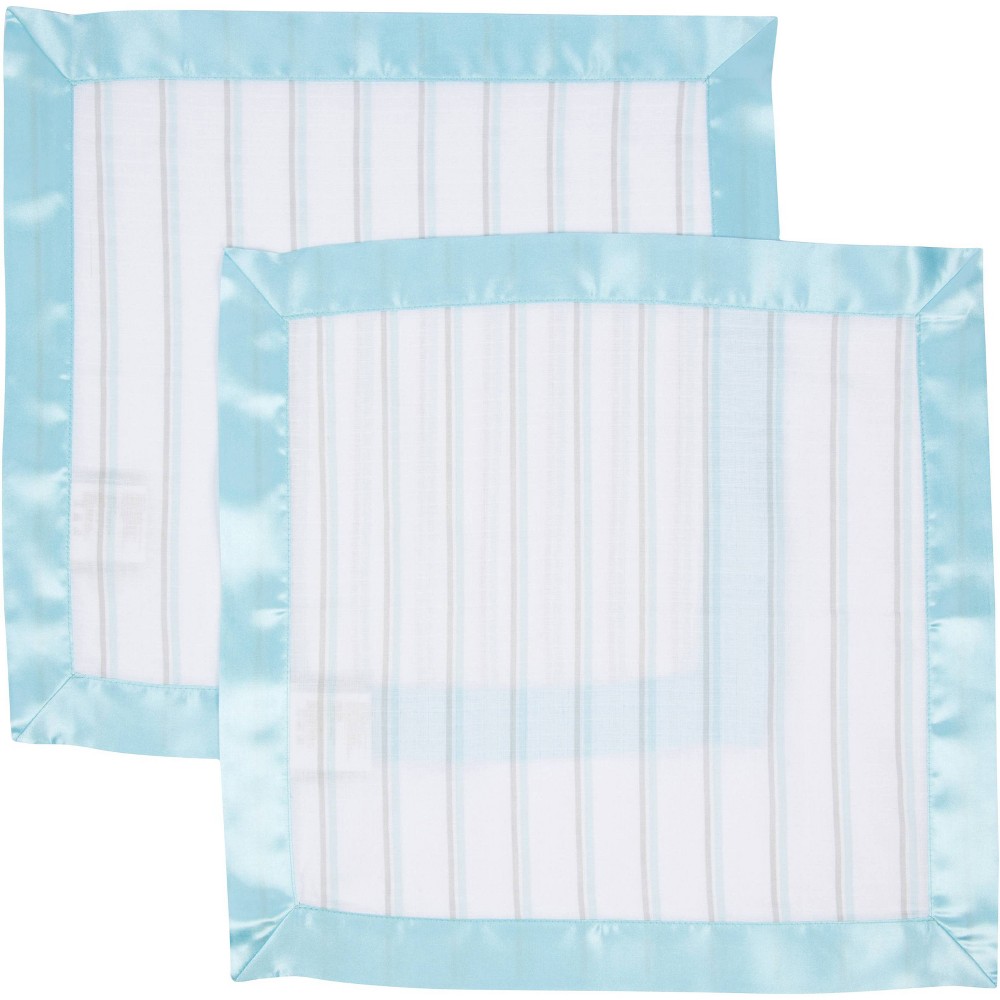 Photos - Duvet MiracleWare Muslin Security Blanket - Blue Stripes 2pk Blue Strpies