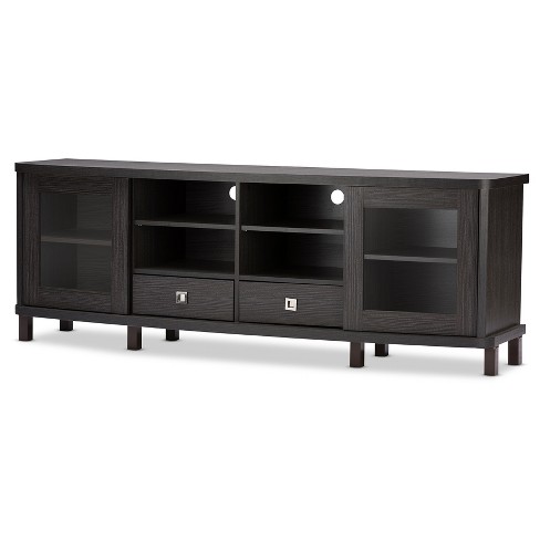 Walda Wood Cabinet With 2 Sliding Doors And 2 Drawers Tv Stand For