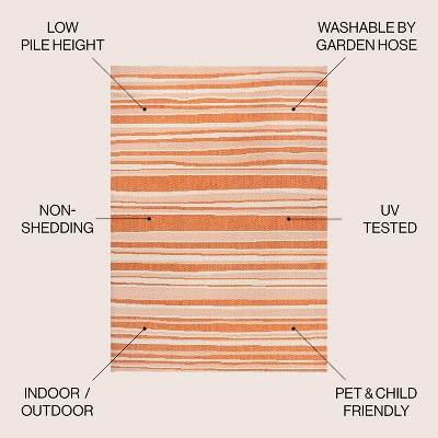 Castara Chic Orange & Cream Striped Synthetic 5x8 Area Rug