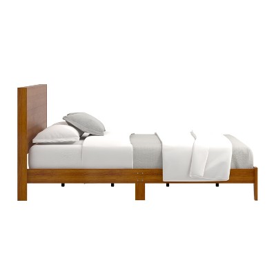 Galano Layton Amber Walnut Red Wood Frame Queen Platform Bed With ...