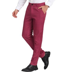 Lars Amadeus Men's Plaid Flat Front Business Dress Suit Pants - 1 of 4