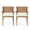 SKRAN Outdoor Wooden Dining Set with Cushions, Weather-Resistant Rattan and Steel Frame for Patio, Garden, Indoor, Teak Finish - 4 of 4