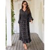 Fall Casual Dresses for Women Empire Waist V Neck Long Sleeve Maxi Ruffle Dress  Wedding Guest Dress - 3 of 4