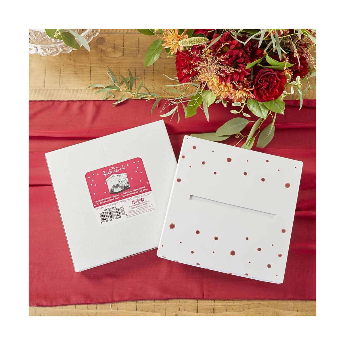 Kate Aspen Burgundy Blush Floral Collapsible Card Box | 28506NA - thumbnail 4