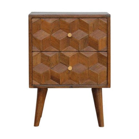 Chestnut Cube Carved Bedside - image 1 of 4