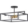 Progress Lighting Blakely 2-Light Semi-Flush Fixture, Graphite, Rectangular Frame, Satin Brass Accents, Canopy Included - 4 of 4