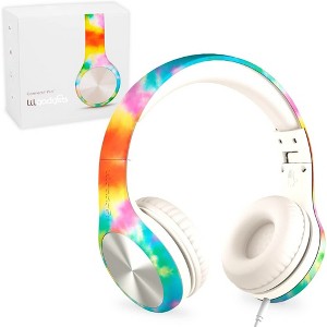 LiLGadgets Connect+ Pro Kids Headphones with Mic, SharePort Technology, Volume Limit 93db Wired Inline 3.5mm Jack- Tie Dye - 1 of 4