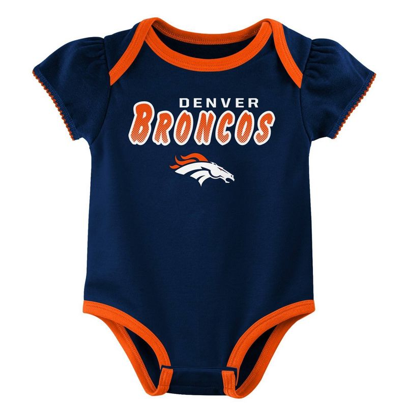 NFL Denver Broncos Baby Girls&#39; Onesies 3pk Set, 3 of 5