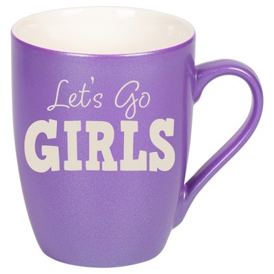 100 North Passion Purple Metallic Finish, 10 Ounce, Comfortably Fits Your Hands, New Bone China Coffee Tea Cup Mug, Let's Go Girls