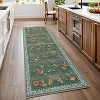 2x6 Washable Hallway Runner Rug, Modern Insect Floral Low Pile Kitchen Runner, Soft Non-Slip Stain-Resistant Carpet for Laundry or Bedroom, Green - 3 of 4