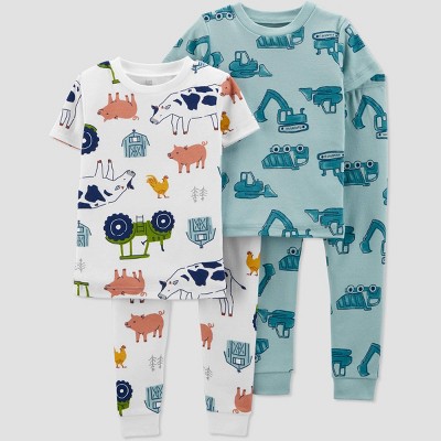 Image of Baby Boys' 4pc Construction Short Sleeve Snug Fit Pajama Set - Just One You® made by carter's 12M