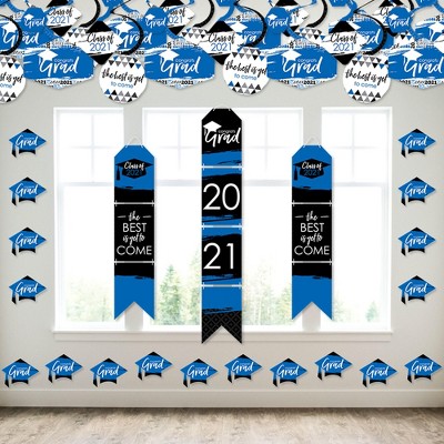 Big Dot of Happiness Blue Grad - Best is Yet to Come - Wall and Door Hanging Decor - 2021 Royal Blue Graduation Party Room Decoration Kit