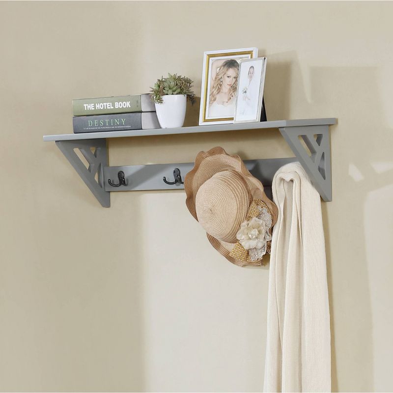 36&#34; Middlebury Coat Hook with Storage Bench Hall Tree Set Gray - Alaterre Furniture, 5 of 16