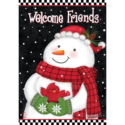 Briarwood Lane Friendly Snowman Winter House Flag Primitive Welcome ...