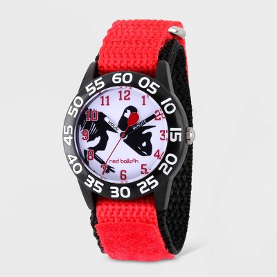 Kids' Red Balloon Dinosaur Plastic Time Teacher Nylon Strap Watch - Red