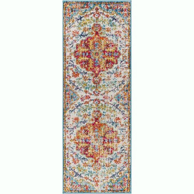 Mark & Day Olivia 2'7"x7'3" Runner Woven Indoor Area Rugs Saffron/Teal: Stain-Resistant, Pet Friendly, Traditional Style