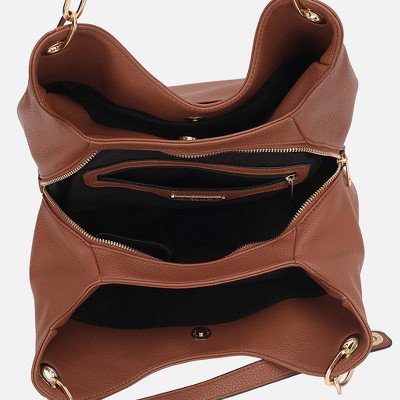 MKF Collection Hobo Bag for Women – Ashley Vegan Leather Shoulder Handbag with Wristlet, 2-Piece Set – MKF Collection by Mia K – Chocolate — фото 6