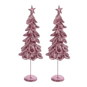 Whisen 6.5x6.5x20.1" Mesh Ruff Tree, 2 Pack, Christmas Decoration - Pink - 1 of 4