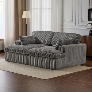 Oversized Corduroy Double Chaise Sleeper Sectional Sofa Bed with Deep Seat, Modular Design, and No Assembly Required - 1 of 4