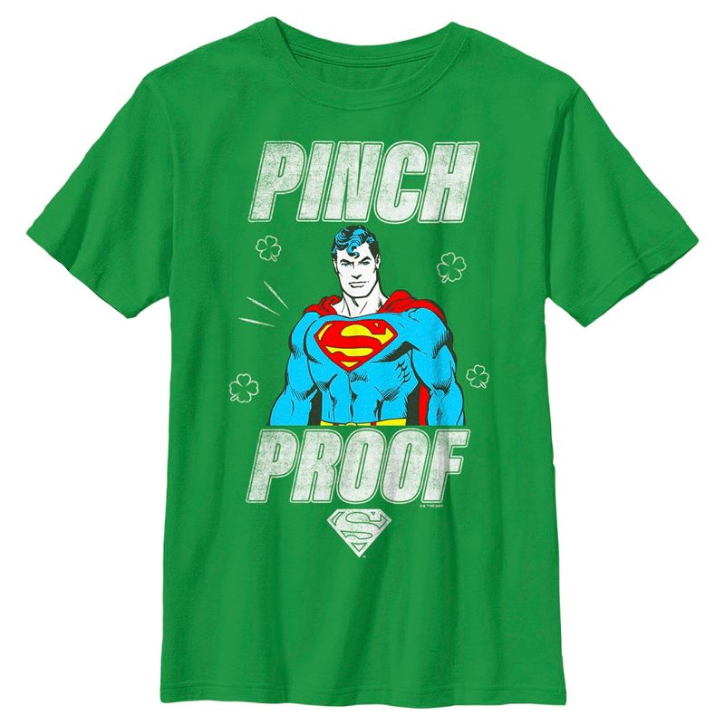 Boy's Superman St. Patrick's Day Pinch Proof Man of Steel T-Shirt, 1 of 5