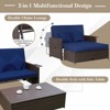 Tangkula Rattan Loveseat Set Daybed Lounge Storage Ottoman Side Tables Adjust Patio Navy - 2 of 4